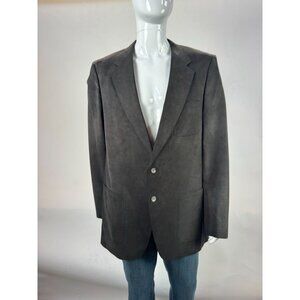 Doncaster Mens Vitg UltraSuede Suede Blazer Jacket Dark Gray 2 Button Made In US